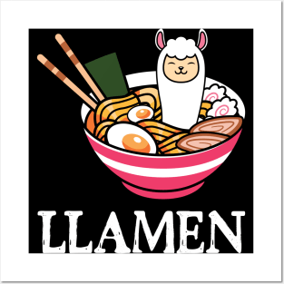 Llamen, funny pun ramen noodles llama design Posters and Art